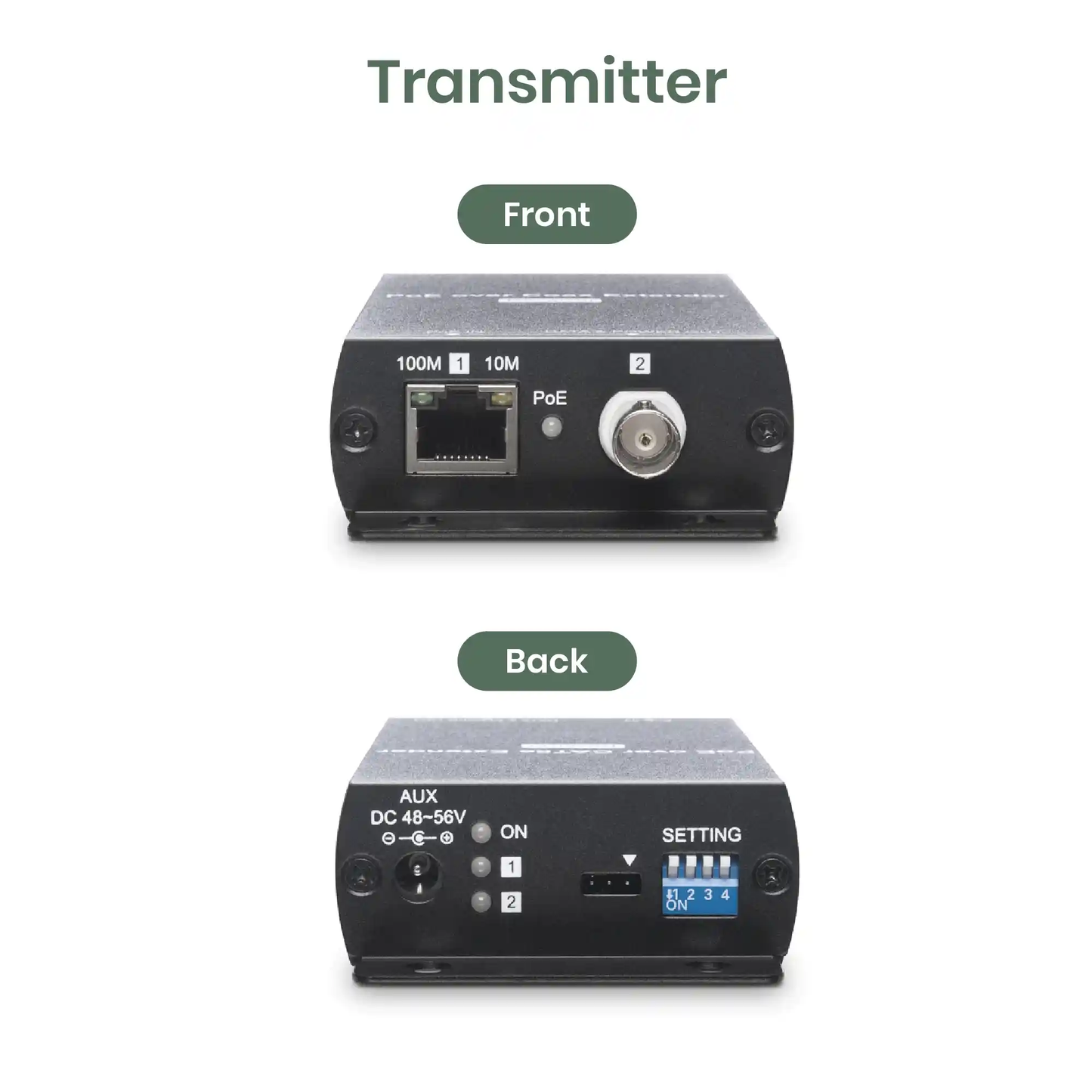 PoE Over Coax Extender Kit – 802.3af/at/bt Compatible, RG59/RG6, 10/100Mbps, Up to 500m at 100Mbps / 800m at 10Mbps – IP09CPK