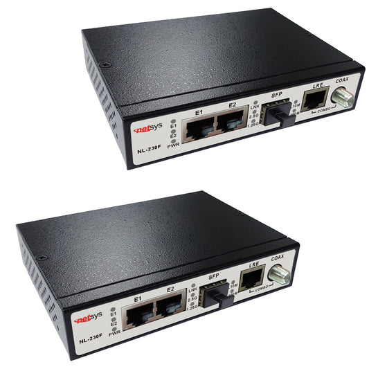 Netsys Long Reach Ethernet Extender Kit (2 Units Included) over Coax or Cat5/6, Up to 200 Mbps, Up to 2,624 ft / 800m (NL-230FKIT)