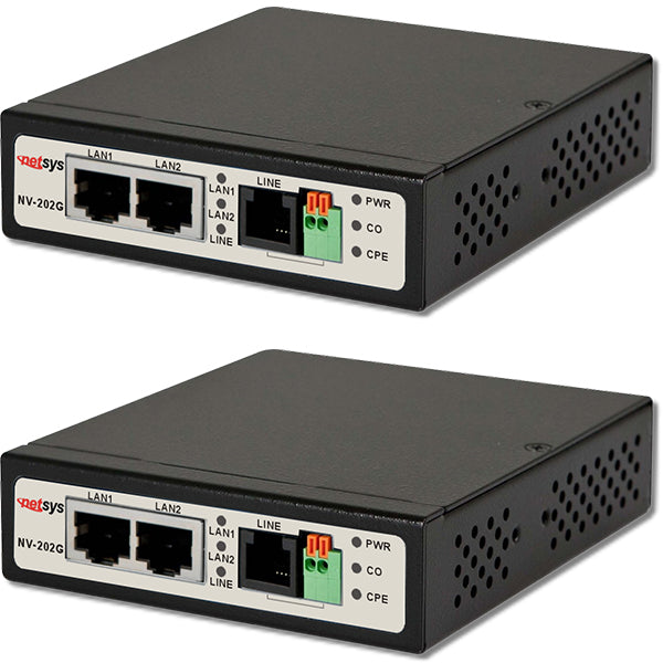 GigaPort VDSL2 Ethernet Extender Kit (2 Units Included) - Extend LAN up to 3km / 1.8 mi Over 2-Wire Copper | Ethernet Over Phone Line or Cat5/6 (NV-202GEKIT)