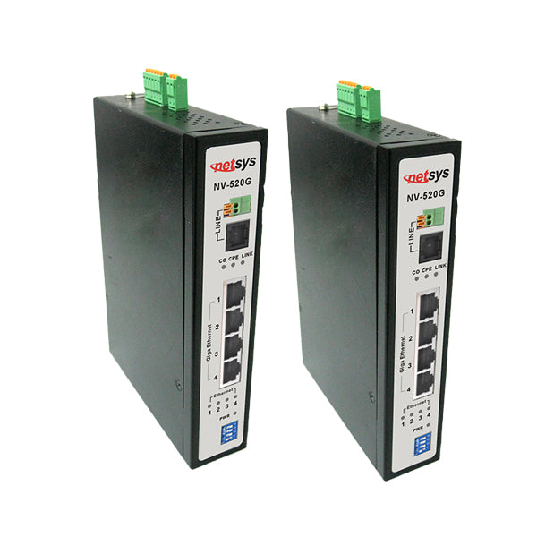 GigaPort Industrial Grade VDSL2 Ethernet Extender Kit (2 Units Included) - Extend LAN up to 3km / 1.8 mi Over Existing Copper Wiring (NV-520GKIT)