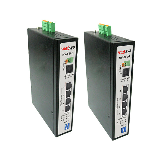 GigaPort Industrial Grade VDSL2 Ethernet Extender Kit (2 Units Included) - Extend LAN up to 3km / 1.8 mi Over Existing Copper Wiring (NV-520GKIT)