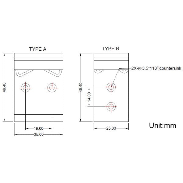 DIN Rail Mount for Netsys NV-202/NV-202G/NV-320DP/NM-2000E (DINRailMount-B)